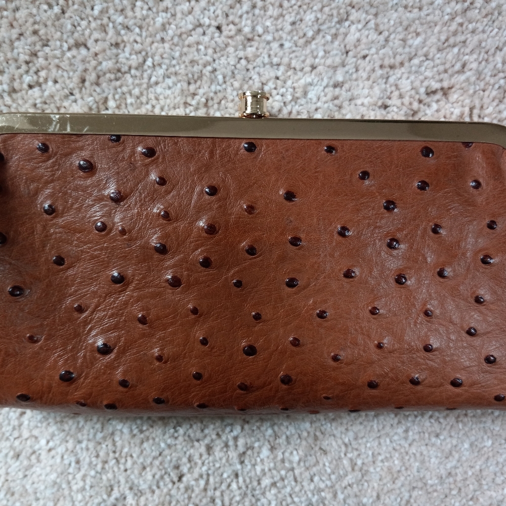 G.I.L.I. Leather Exotic Clutch Wallet (QVC Item A261868, Natural Ostrich)